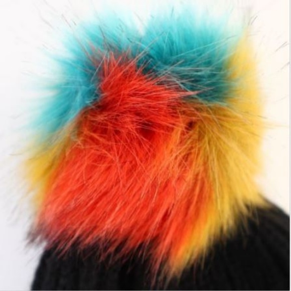 NEW Free Press Beanie Hat Black Red Wine Turquoise - Picture 6 of 8